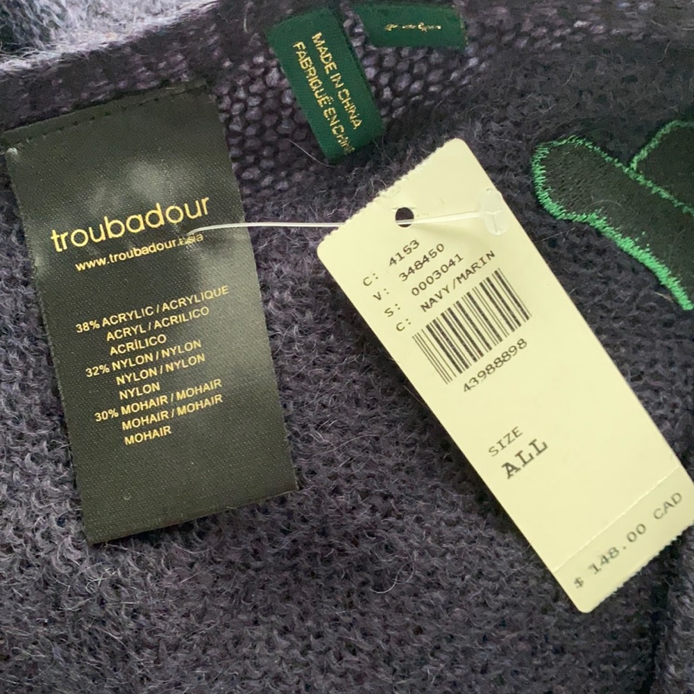🧣NWT Anthropologie Navy Felted Bouquet Scarf - Picture 9 of 12